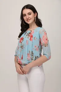 Falu Enterprise Women's  Girl's Georgette Floral Printed Top-thumb2