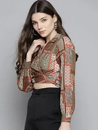 Falu Enterprise Women Printed Georgette Blouson Crop Top-thumb2