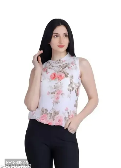 Falu Enterprise Floral Print Sleeveless Crop Top for Women