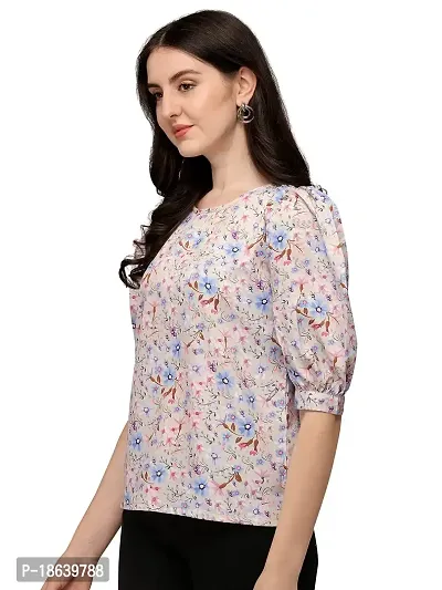 Falu Enterprise Floral Print Blouson Top for Women-thumb4