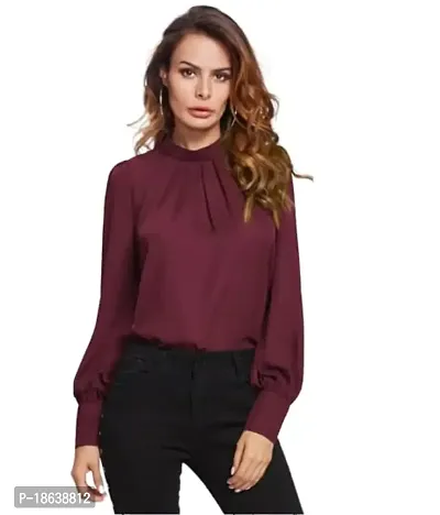 Falu Enterprise Women's Puff Georgette Full Sleeve Top-thumb1