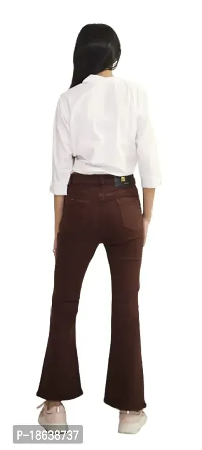 Women's Bellbottom Denim Jeans Regular Fit Casual Wear/Office Wear Brown-thumb3