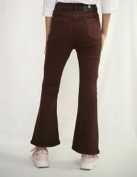 Stylish Brown Denim Lycra Solid Jeans For Women-thumb1