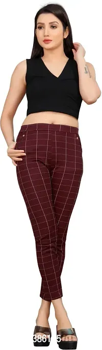 Stylish Maroon Cotton Lycra Solid Jeggings For Women