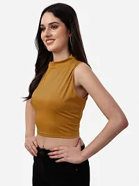 Falu Enterprise Women's  Girls' Solid Ribbed Crop Tank Top-thumb3