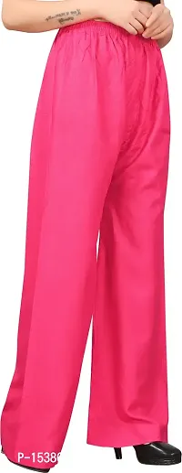 Elegant Pink Polycotton Solid Palazzos For Women