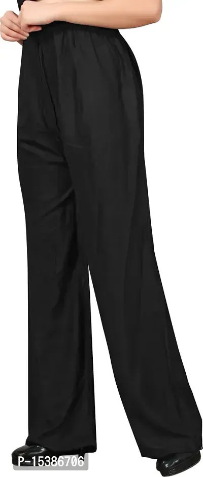 Elegant Black Polycotton Solid Palazzos For Women-thumb0