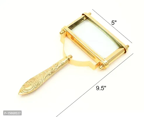 DESIGNER LIBRARY- Rectangular Jardin Magnifier Made by Stainless Steel  Aluminum  Glass with Gold Finish | Rectangular Size- 9.5 X 5 X 0.5 Inches, Glass Size- 4 X 2.5 Inches-thumb5