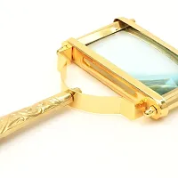 DESIGNER LIBRARY- Rectangular Jardin Magnifier Made by Stainless Steel  Aluminum  Glass with Gold Finish | Rectangular Size- 9.5 X 5 X 0.5 Inches, Glass Size- 4 X 2.5 Inches-thumb1