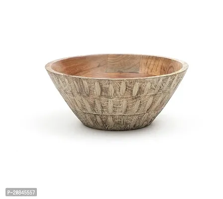 DESIGNER LIBRARY- Handcrafted Diana Wooden Bowl Big Size Multipurpose for Serving Made by Mango Wood with Soil Antique Finish| Size- 9.5 Dia X 4.5 INCHES (Pack of 1)