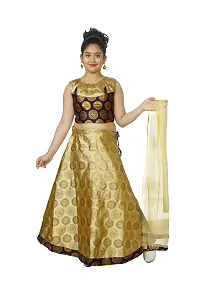 YAYAVAR Girl's Printed Art Silk Full Stitched Ethnic Lehenga Choli and Dupatta Set-thumb2