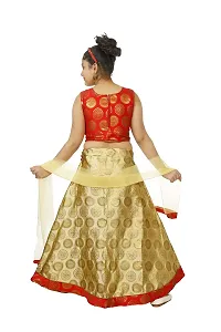 YAYAVAR Girl's Printed Art Silk Full Stitched Ethnic Lehenga Choli and Dupatta Set-thumb3