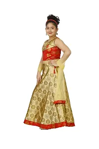 YAYAVAR Girl's Printed Art Silk Full Stitched Ethnic Lehenga Choli and Dupatta Set-thumb1