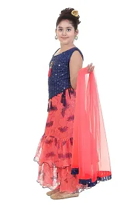 YAYAVAR Girl's Satin  Net Readymade Lehenga Choli with Dupatta-thumb1