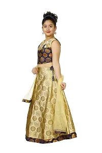 YAYAVAR Girl's Printed Art Silk Full Stitched Ethnic Lehenga Choli and Dupatta Set-thumb1