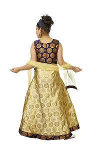 YAYAVAR Girl's Printed Art Silk Full Stitched Ethnic Lehenga Choli and Dupatta Set-thumb3