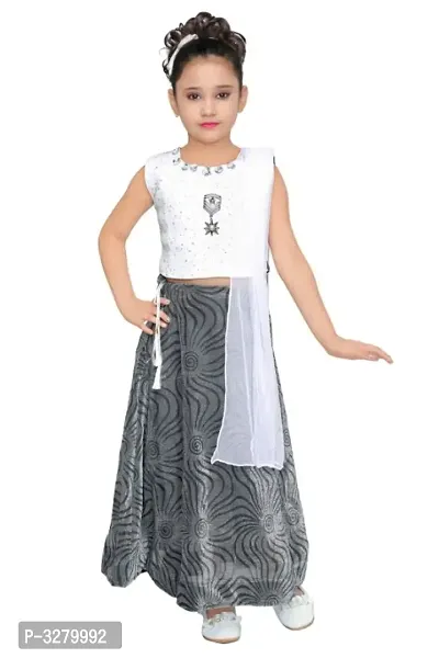 Cutie Pie Kids Girls Festive/Party Wear Crop Top Lahenga Choli  Dupatta Set-thumb0