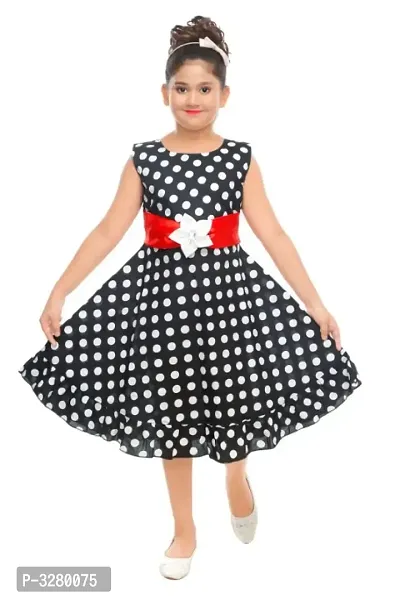 Cutie Pie Kids Girls Festive/Party Wear Bobby Printed Cotton Frock-thumb0