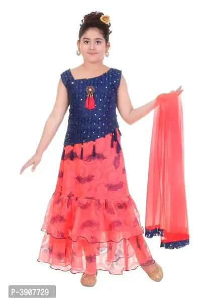 Cutie Pie Kids Girls Festive/Party Wear Designer Lahenga Choli Dupatta Set