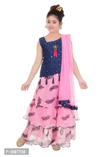 Cutie Pie Kids Girls Festive/Party Wear Designer Lahenga Choli Dupatta Set-thumb0