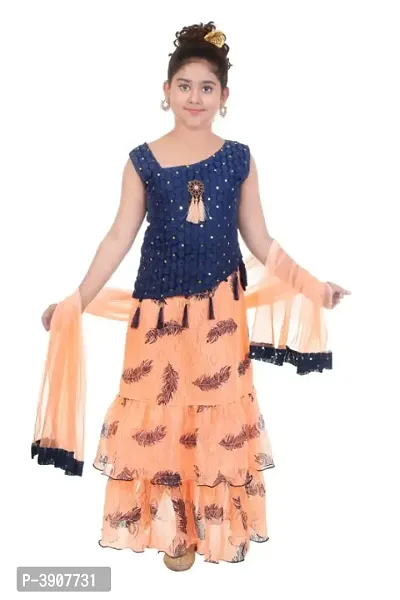 Cutie Pie Kids Girls Festive/Party Wear Designer Lahenga Choli Dupatta Set-thumb0
