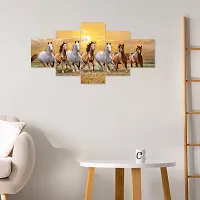 Horse Painting for Vastu | Seven Horse Vastu Painting (30x17 Inch) | Wall Painting for Living Room 7 horses Set of 5 | Wall Paintings for Home Decoration Visit the Masstone Store-thumb1