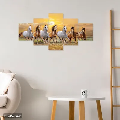 Horse Painting for Vastu | Seven Horse Vastu Painting (30x17 Inch) | Wall Painting for Living Room 7 horses Set of 5 | Wall Paintings for Home Decoration Visit the Masstone Store-thumb2