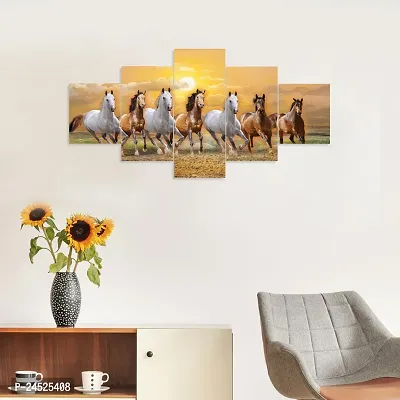 Horse Painting for Vastu | Seven Horse Vastu Painting (30x17 Inch) | Wall Painting for Living Room 7 horses Set of 5 | Wall Paintings for Home Decoration Visit the Masstone Store-thumb4