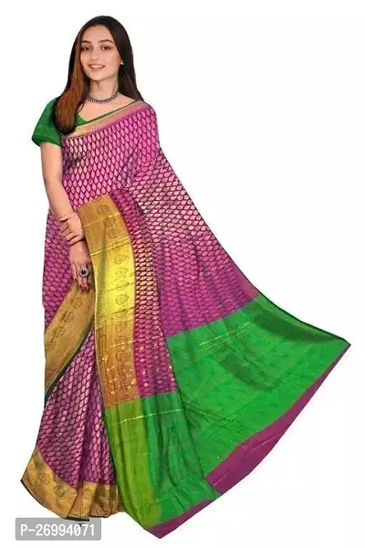 Stylish Women Banarasi Silk Saree with Blouse piece-thumb0