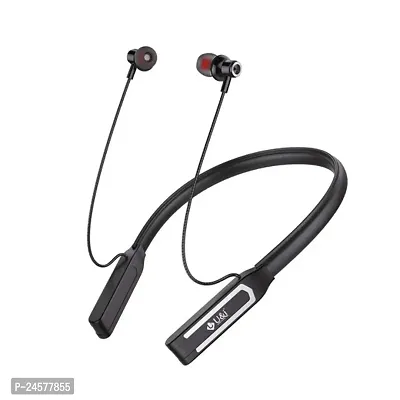 Silver 25 Hours Battery Backup Bluetooth Neckband with ENC and IPX5 Water Resistant Wireless Headset