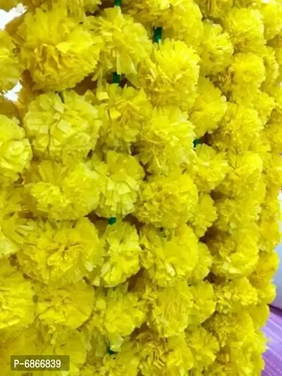 Artificial Yellow Marigold Flower Garland Strings, Photo Prop, Party Garlands, Diwali Decorati-thumb0