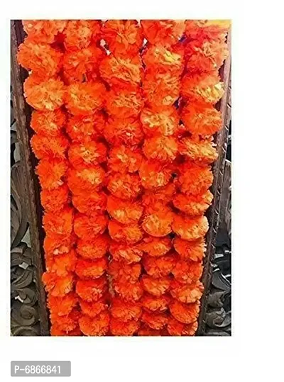 Orange Color Genda Phool Mala Main Door Fancy Bandarwal Artificial Flowers Marigold Garland | Diwali | Navratri | Christmas |Wedding | Decorati-thumb0