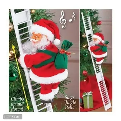 Musical Climbing Ladder Santa Claus for Christmas Decorations (Red) Pack of 1-thumb0