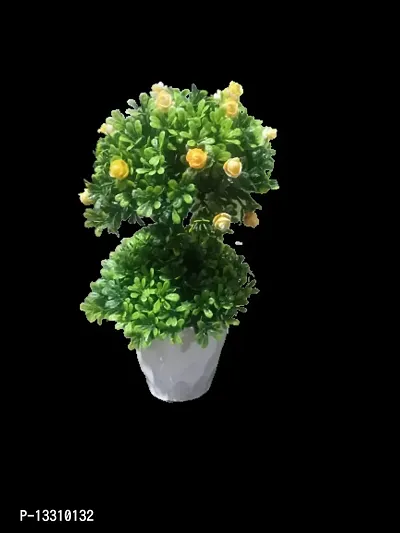 Decorative Artificial Money Plant Pot with Green Leaves for Home Living Room Bedroom Decorations (Green, 20cm Tall)-thumb0