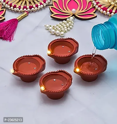 Plastic Flameless  Smokeless Water Sensor LED Diwali Light Diya Warm Ambient Tea Ligth Candles for New Year,Festival,Christmas,Home Decoration (6))-thumb0