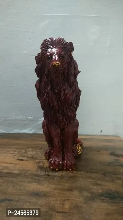 Handmade Lion Sitting Statue Stone Finish Animal Figurines Gifts Antique Design for Home Decoration Living Room Bedroom