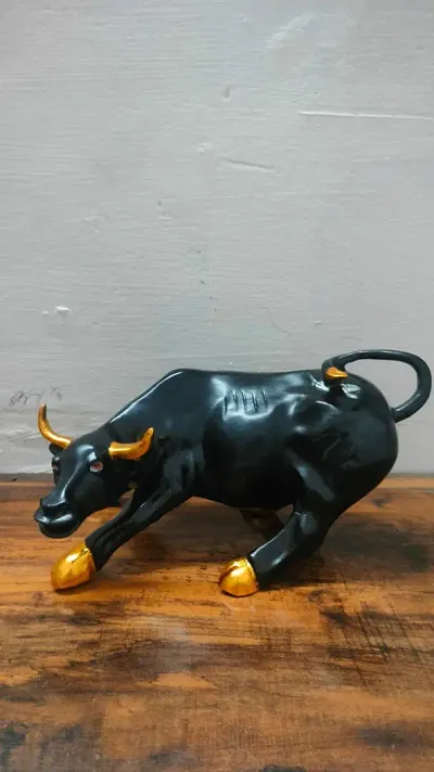 Geometric Statue Bull Sculpture Ornament Abstract Animal Figurines Home Office Shop Running Stock Bull