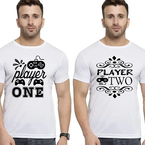 Gamer Graphic Round Neck Half Sleeve T-Shirt For Men (Combo Pack Of 2)