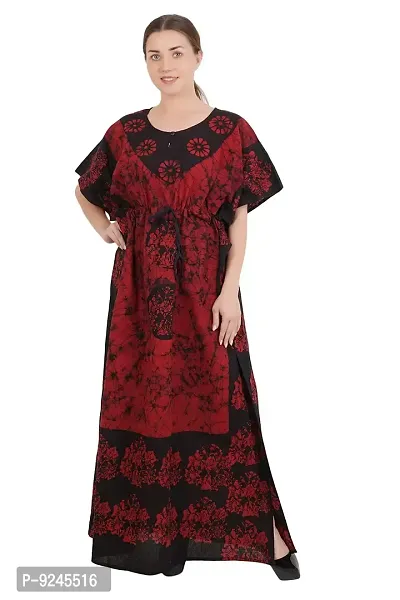 Onekbhalo Women's Cotton Floral Maxi Length Nighty (OK_Red_Free Size)-thumb0