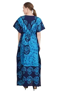 Onekbhalo Women's Cotton Kaftan Floral Maxi Nighty (L, Blue)-thumb3