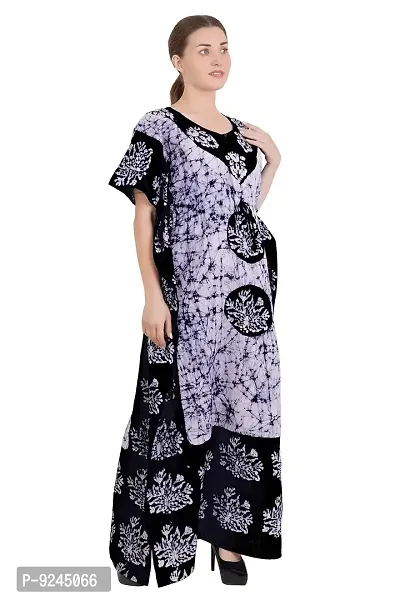 Onekbhalo Women's Cotton Printed Maxi Nighty (Onekbhalo-Jaipuri_Grey, Black_XL)-thumb5