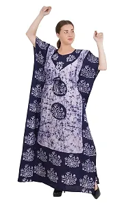 Onekbhalo Women's Cotton Printed Maxi Nighty Kaftan Free Size (Grey, Cotton)-thumb4