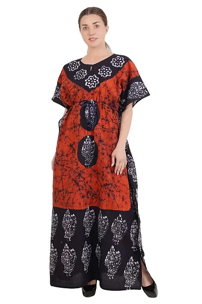 Onekbhalo Women's Floral Maxi Length Night Gown (OK_Red_Free Size)