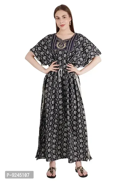 Onekbhalo Women's Cotton Kaftan Floral Maxi Full Length Nighty Kaftan-thumb0