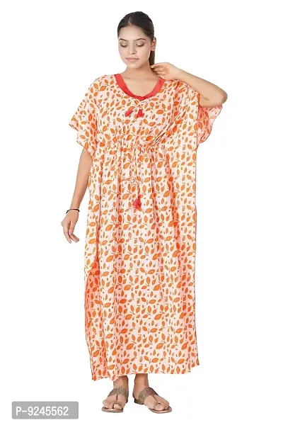 Onekbhalo Women's Cotton Batik Print Knee Length Short Kaftan Nighty-thumb0