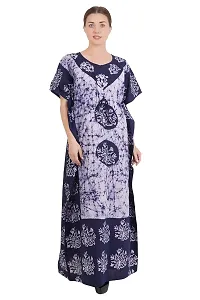 Onekbhalo Women's Cotton Printed Maxi Nighty Kaftan Free Size (Grey, Cotton)-thumb2