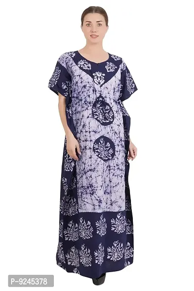 Onekbhalo Women's Cotton Printed Maxi Nighty Kaftan Free Size (Grey, Cotton)-thumb3