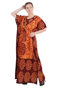 Onekbhalo Women's Cotton Floral Kaftan Nighty Night Gown Maxi (OK_Yellow_Size L)-thumb2