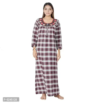 Onekbhalo Women's Woolen Night Winter Nighty Maxi Nightgown Multicolored_ Size_40 Assorted Color