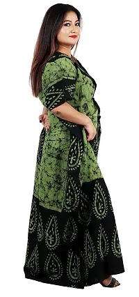 Onekbhalo Women Cotton Nighty Maxi Gown_Multicolor_Size-40 Batik Print (Free Size, Green)-thumb2